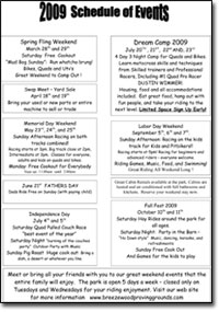 Breezewood ATV Park Schedule 
