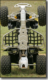 BRP CanAm X Package ATV Chassis and swing-arm aluminum skid plates, Nerf bars with netting