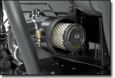Snorkel-type with cyclone-type two-stage dry replaceable element air filter