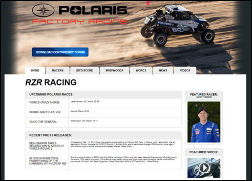 Polaris RZR SxS / UTV Racing Website