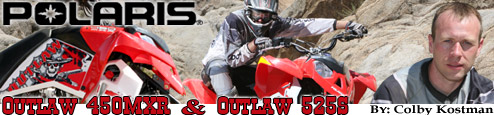2008 Polaris Outlaw 450MXR & 525S ATV Press Intro - Video Clips