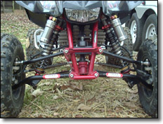Suspension Systems C2P Front Shocks installed on a Honda TRX 450R