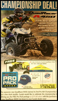 Pro Pack Package, which includes a set of Genuine Suzuki QuadRacer 450 Nerf Bars, 10x10 Suzuki E-Z Up Tent, and Suzuki Hat, and this package is valued at $575.00